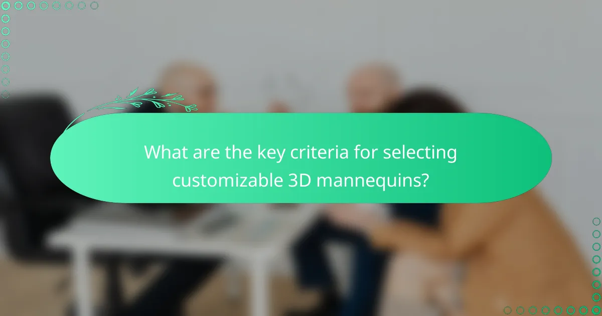 What are the key criteria for selecting customizable 3D mannequins?