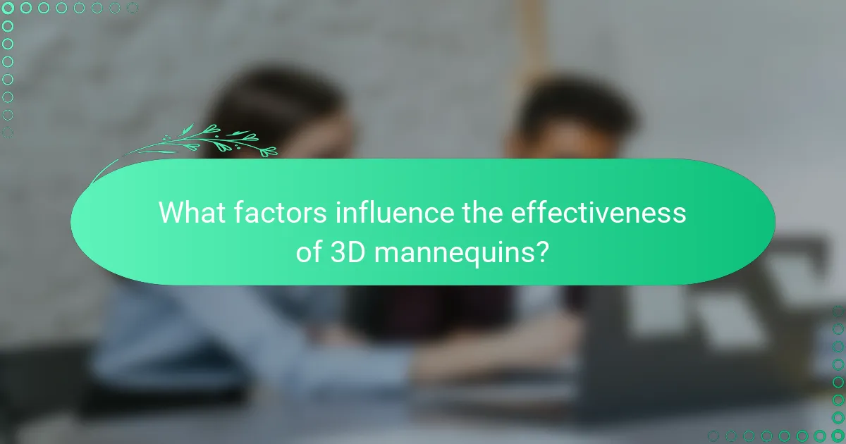 What factors influence the effectiveness of 3D mannequins?